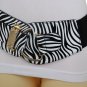 Women Black White Zebra Print Trendy Fashionable Hood Belt Gold Hook Buckle L XL