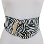 Women Black White Zebra Print Trendy Fashionable Hood Belt Gold Hook Buckle L XL