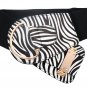 Women Black White Zebra Print Trendy Fashionable Hood Belt Gold Hook Buckle L XL