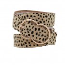Women Gold Metal Buckle Fashion Skinny Waistband Cheetah Leopard Belt Size S M