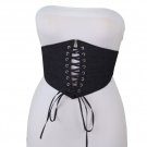 Women Black Denim Wide Fabric Elastic High Waist Corset Comfortable Fit Belt S M