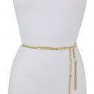 New Women Gold Metal Chain Links Fashion Belt Hip High Waist Fringes Size S M