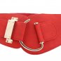New Women Red Color Western Elastic Wide Fashion Belt Gold Metal Hook Buckle S M