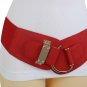 New Women Red Color Western Elastic Wide Fashion Belt Gold Metal Hook Buckle S M