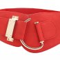 New Women Red Color Western Elastic Wide Fashion Belt Gold Metal Hook Buckle S M