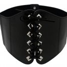 Sexy Women Wide Stretch Band High Waist Faux Leather Fabric Corset Belt Size S M