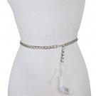 Sexy Women Silver Metal Chain Holidays Belt Shoe Sparkling Glitter Buckle M L XL