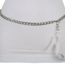 Chic Women Belt Silver Metal Chain Links Big Shoe Bling Glitter Buckle XS S M