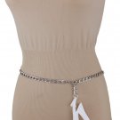 Women Belt Silver Metal Chain Hip High Waist Big Glitter Pump Shoe Buckle M L XL