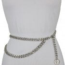 Women Fashion Belt Silver Metal Chain US Quarter Coin Buckle Urban Charm M L XL