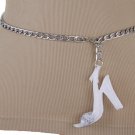Women Fashionista Belt Silver Metal Chain Hip High Waist Pump Shoe Buckle XS S M