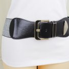 Women Belt Trendy High Waist Hip Gold Metal Buckle Classic Wide Black Band S M