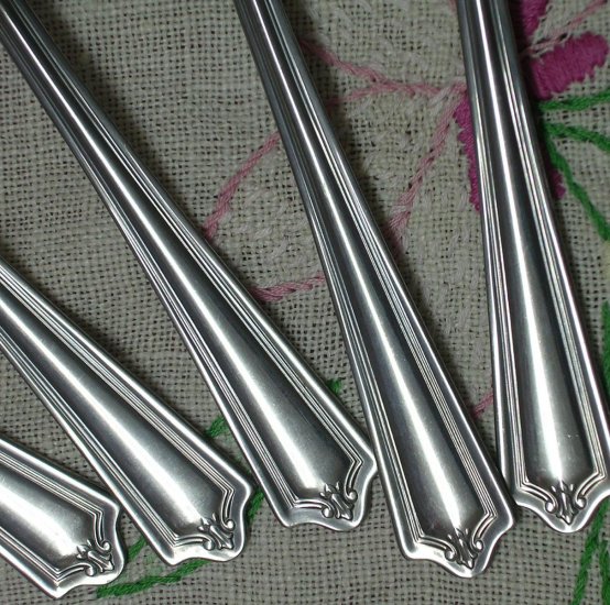 DS DS 1 DS1 FORK & 8 PLACE SPOONS STAINLESS FLATWARE SILVERWARE