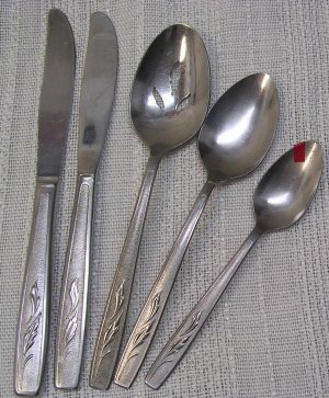 ONEIDA AUTUMN MEMORY SERVING PLACE TEA SPOONS &2 KNIVES CUSTOM STAINLESS FLATWARE SILVERWARE