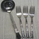 ONEIDA COLONIAL MANOR LADLE & 3 SALAD FORKS NORTHLAND STAINLESS FLATWARE SILVERWARE