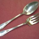 HOLMES & EDWARDS DE SANCY ROSELAND 1915 SERVING SPOON & MEAT FORK FLATWARE SILVERWARE SILVERPLATE