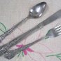 VINTAGE ROSE KNIFE SPOON FORK MANUFACTURER UNKNOWN STAINLESS FLATWARE SILVERWARE