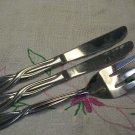 FARBERWARE TRIESTE 2 KNIVES & SERVING FORK STAINLESS FLATWARE SILVERWARE