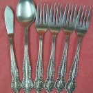 STANLEY ROBERTS CROWN DYNASTY SPREADER SPOON &4 FORKS STAINLESS FLATWARE SILVERWARE