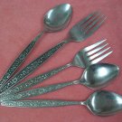 STANLEY ROBERTS CROWN JOELLE CASTILE 2 FORKS &3 TEASPOONS STAINLESS FLATWARE SILVERWARE