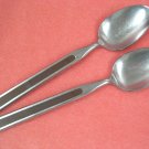 MONTGOMERY WARD MW BROWN INSERT 2 PLACE SPOONS STAINLESS FLATWARE SILVERWARE