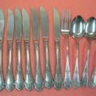 ROGERS Co ALEXIS FORK 8KNIVES &3 SPOONS STAINLESS FLATWARE SILVERWARE