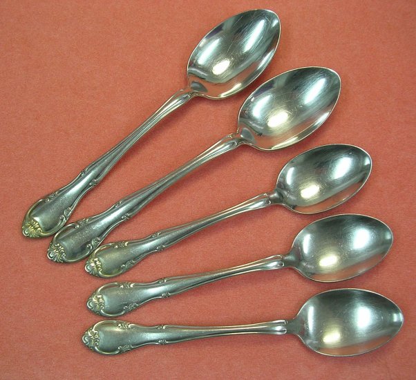 GORHAM MUSETTE 5 SPOONS GORHAMCRAFT STAINLESS FLATWARE SILVERWARE