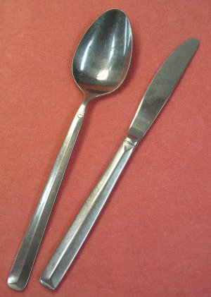 EKCO ATWOOD SERVING SPOON & PLACE KNIFE ETERNA STAINLESS STEEL FLATWARE SILVERWARE
