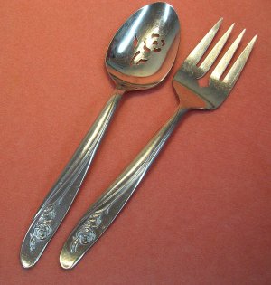 ONEIDA ROSEANNE ROSE PASTEL 2 SERVERS CUSTOM STAINLESS FLATWARE SILVERWARE