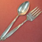 ONEIDA Wm A ROGERS LADY BARBARA 1959 SERVING SPOON & FORK FLATWARE SILVERWARE SILVERPLATE