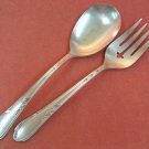 ONEIDA Wm A ROGERS MEADOWBROOK HEATHER SERVING SPOON & FORK FLATWARE SILVERWARE SILVERPLATE