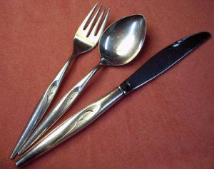 ONEIDA COMMUNITY FLIGHT SPOON FORK KNIFE 1963 FLATWARE SILVERWARE SILVERPLATE