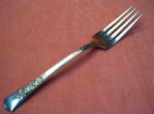 WOOD ROSE FORK 1950 SILVER PLATE SILVERPLATE SILVERWARE FLATWARE