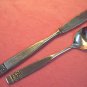 NATIONAL STAINLESS BLACK ROSE SUGAR SPOON & KNIFE FLATWARE SILVERWARE