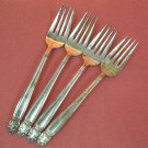 INTERNATIONAL HOLMES & EDWARDS DANISH PRINCESS 4 SALAD FORKS 1938 SILVERPLATE FLATWARE SILVERWARE