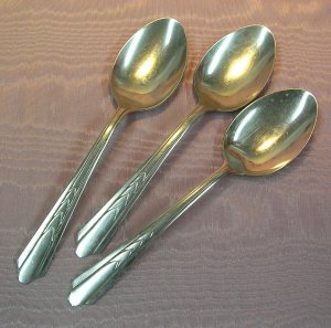 EKCO EKS 7 EKS7 3 SOLID SERVING SPOONS STAINLESS FLATWARE SILVERWARE