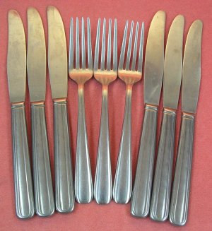 UTICA CUTLERY CO WALCO WALLCO BEACON 3 FORKS &6 KNIVES STAINLESS FLATWARE SILVERWARE