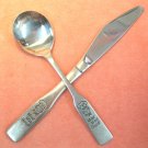 HANFORD FORGE MONMOUTH M'M! M'M! GOOD! CAMPBELLS SPOON & KNIFE STAINLESS FLATWARE SILVERWARE
