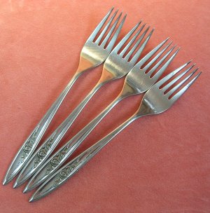 IMPERIAL SHADOW ROSE 4 PLACE FORKS PRESTIGE STAINLESS FLATWARE SILVERWARE