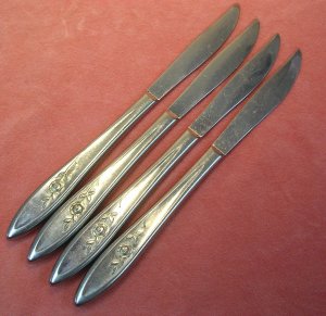 IMPERIAL SHADOW ROSE 4 KNIVES PRESTIGE STAINLESS FLATWARE SILVERWARE