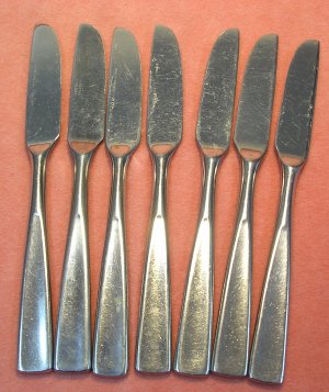 ROGERS Co ALISON or DENMARK 7 KNIVES STAINLESS FLATWARE SILVERWARE