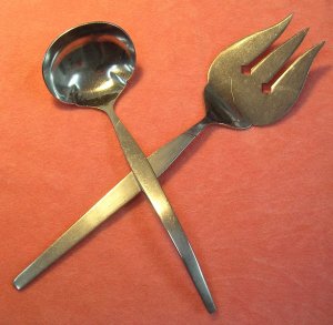 STANLEY ROBERTS CROWN SRB 20 SRB20 LADLE & SERVING FORK STAINLESS FLATWARE SILVERWARE