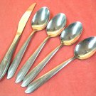 IMPERIAL MISTY ROSE STAINLESS  PLACE KNIFE & 4 PLACE SPOONS FLATWARE SILVERWARE