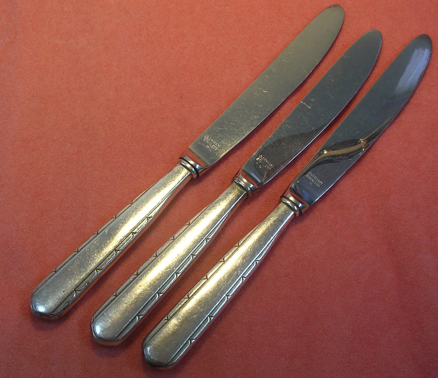 GORHAM REMEMBRANCE 3 PLACE KNIVES 1930 SILVER PLATE FLATWARE SILVERWARE