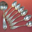 INTERNATIONAL ROGERS OLD COLONY LADLE &6 TEASPOONS 1911 SILVER PLATE SILVERWARE FLATWARE