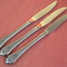ONEIDA SENTIMENTAL ROSE 3 KNIVES LTD WM A ROGERS PREMIER STAINLESS FLATWARE SILVERWARE