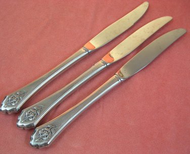 ONEIDA SENTIMENTAL ROSE 3 KNIVES LTD WM A ROGERS PREMIER STAINLESS FLATWARE SILVERWARE