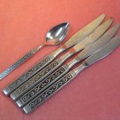 ONEIDA SPANISH COURT TEASPOON &4 KNIVES LTD 1881 ROGERS STAINLESS FLATWARE SILVERWARE
