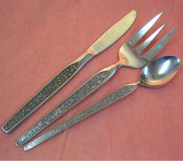 NATIONAL SEVITA SERVING FORK, ICED DRINK SPOON &KNIFE STAINLESS FLATWARE SILVERWARE