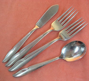 ONEIDA PROFILE 4pc ONEIDACRAFT DELUXE STAINLESS FLATWARE SILVERWARE